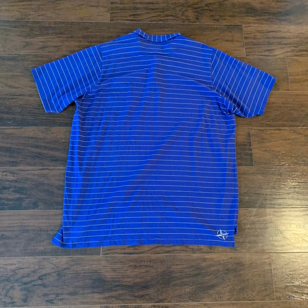 B Draddy Polo Golf Striped Short Sleeve Blue White Stretch Pima  Men's Size XXL - Picture 3 of 3